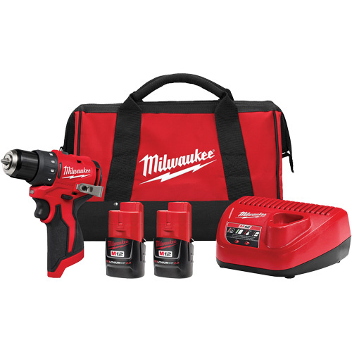 Milwaukee 3401-22 M12 Subcompact Brushless Drill/Driver Kit, Lithium-Ion, 12 V, 3/8" Chuck, 350 in-lbs. Torque - (Each)