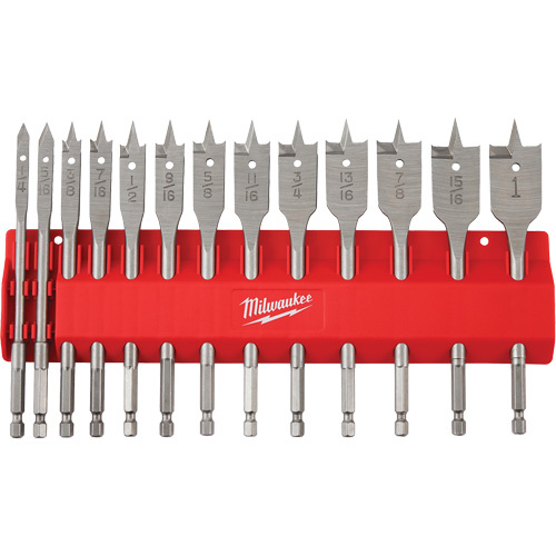 Milwaukee 48-27-1520 Flat Boring Bit Set, 13 Pieces, High Carbon Steel - (Each)