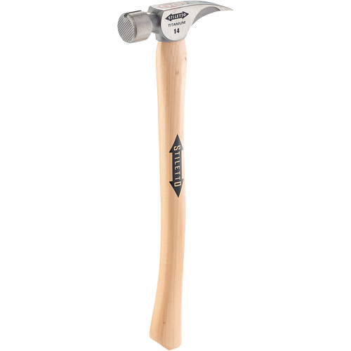 Milwaukee TI14MC Titanium Milled Face Hammer with Curved Hickory Handle, 14 oz., Wood Handle, 18" L - (Each)