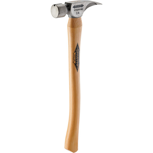 Milwaukee TI14SC Titanium Smooth Face Hammer with Curved Hickory Handle, 14 oz., Wood Handle, 18" L - (Each)