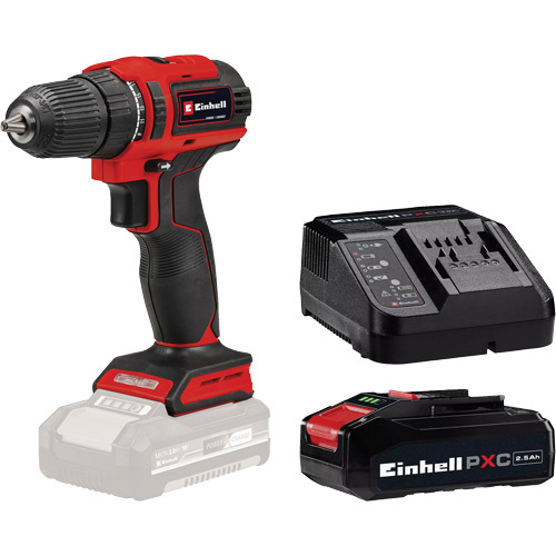 Einhell 4514350/4512131 Cordless Drill/Driver with 2.5Ah PXC Battery & Charger Starter Kit, Lithium-Ion, 18 V, 3/8" Chuck, 354 in-lbs Torque - (Each)