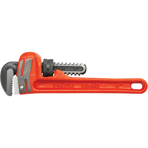 Proto J806HD Heavy-Duty Cast Iron Pipe Wrench, 3/4" Jaw Capacity, 6" Long, Powder Coated Finish, None Handle - (Each)