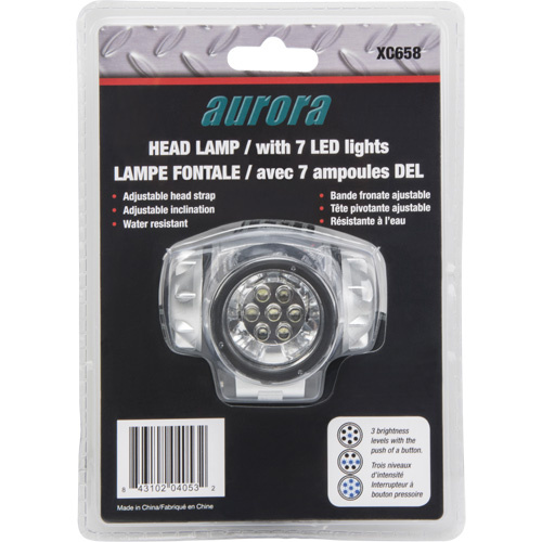 Aurora Tools XC658 Headlamp, LED, 28 Lumens, 20 Hrs. Run Time, AAA Batteries - (Each)
